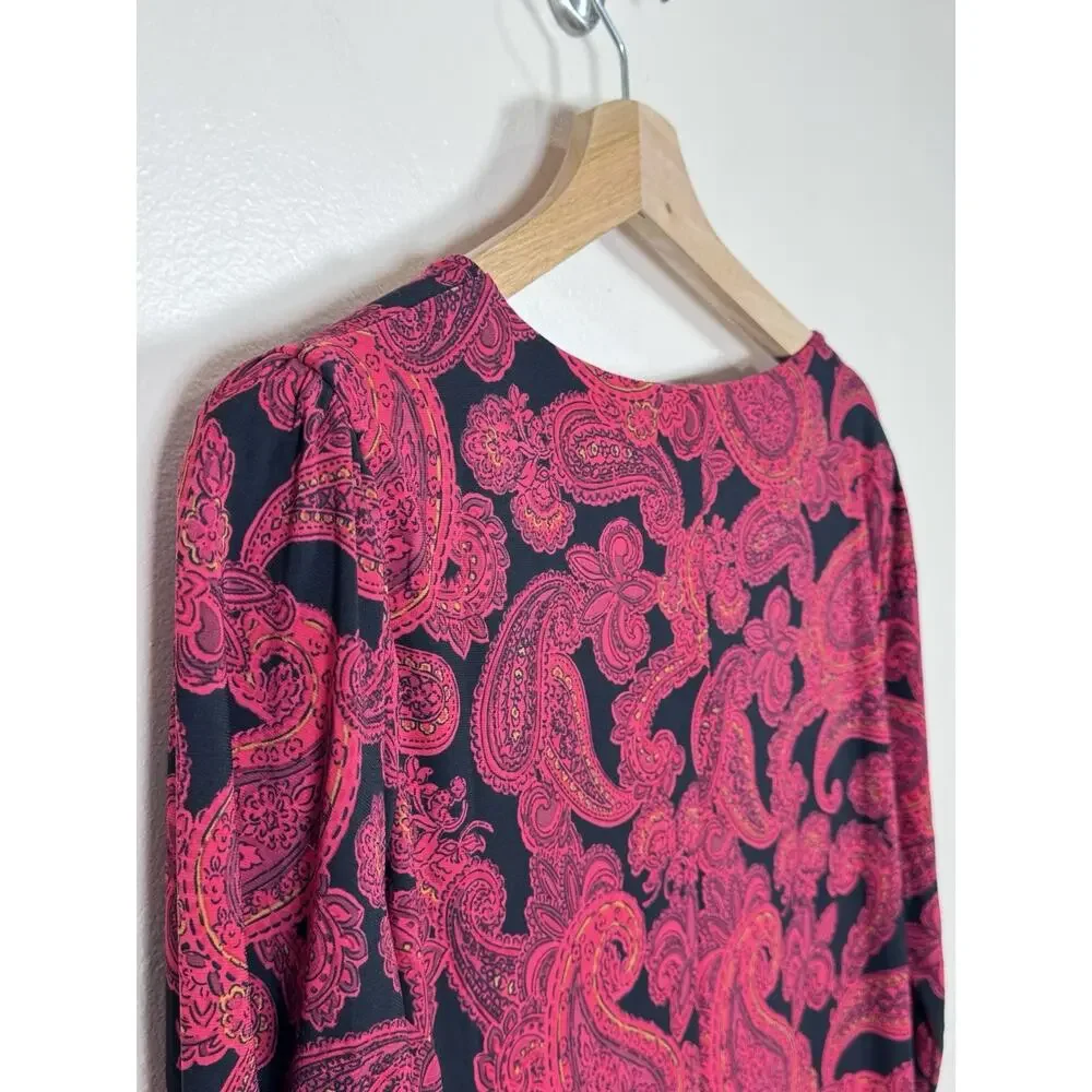 Tommy Hilfiger Womens Dress Paisley Ruffle Hem 14 Career Office Business Preppy - Picture 8 of 11